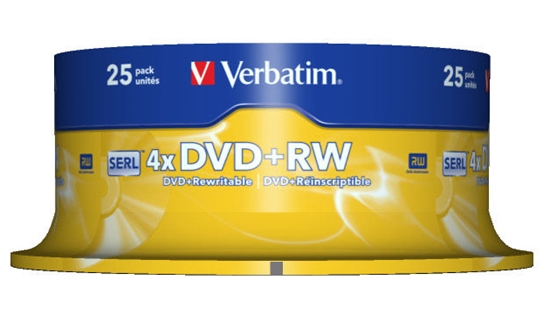 Изображение 1x25 Verbatim DVD+RW 4,7GB 4x Speed, matt silver