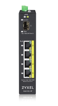 Attēls no Zyxel RGS100-5P Unmanaged L2 Gigabit Ethernet (10/100/1000) Power over Ethernet (PoE) Black