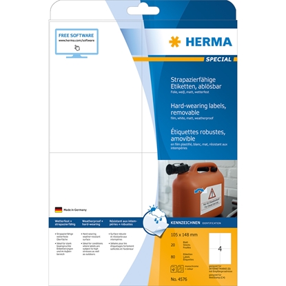 Picture of HERMA 4576 self-adhesive label White Removable 80 pc(s)