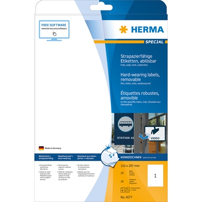 Picture of HERMA 4577 self-adhesive label White Removable 20 pc(s)