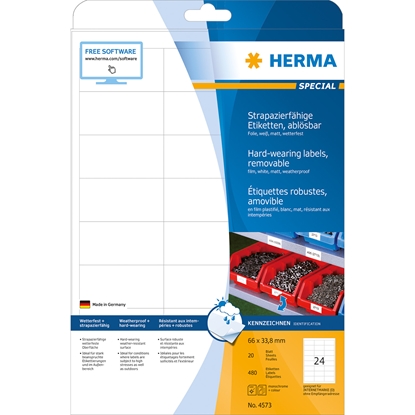 Picture of HERMA 4573 self-adhesive label White Removable 480 pc(s)