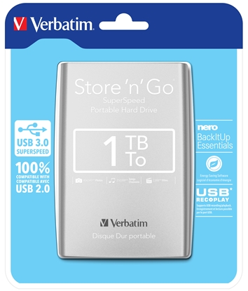 Picture of Verbatim Store 'n' Go USB 3.0 Portable Hard Drive 1TB Silver