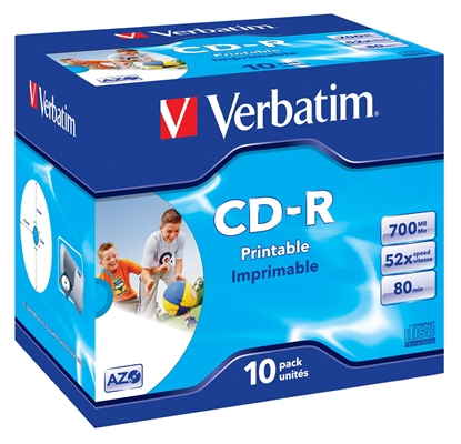 Attēls no 1x10 Verbatim Data Life Plus JC CD-R 80 / 700MB, 52x, printable