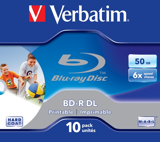 Picture of 1x10 Verbatim BD-R Blu-Ray 50GB 6x Speed printable Jewel Case
