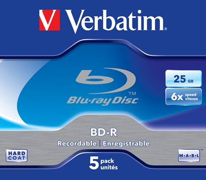 Изображение 1x5 Verbatim BD-R Blu-Ray 25GB 6x Speed Jewel Case