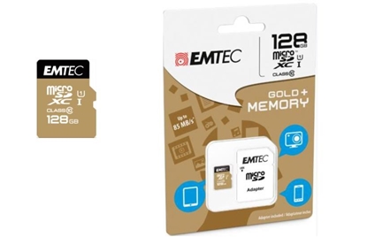 Attēls no EMTEC MicroSD Card 128GB SDXC CL.10 Gold +