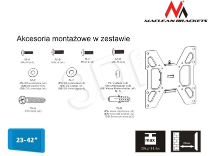 Picture of Uchwyt do telewizora lub monitora 23-42" MC-597 czarny max vesa 200x200 20kg TV