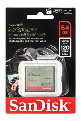 Attēls no SanDisk Extreme CF          64GB 120MB/s UDMA7   SDCFXSB-064G-G46