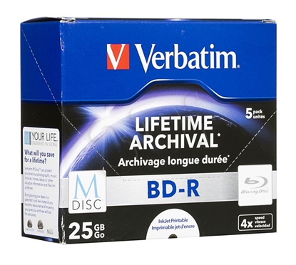 Picture of VERBATIM BluRay M-DISC BD-R   [ jewel case 5 | 25GB | 4x | Inkjet Printable ]