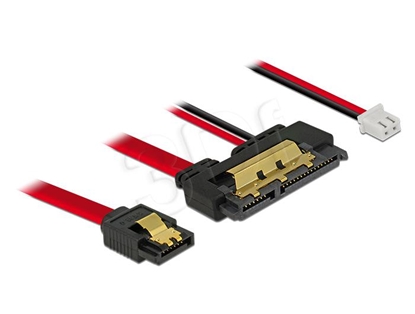 Attēls no Delock Cable SATA 6 Gb/s 7 pin receptacle + 2 pin power female > SATA 22 pin receptacle straight (5 V) metal 30 cm