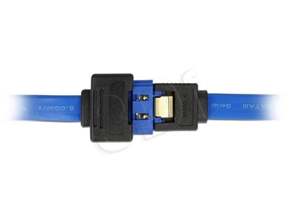 Attēls no Delock Extension cable SATA 6 Gb/s receptacle straight > SATA plug straight 50 cm blue latchtype