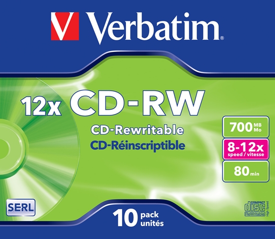 Изображение Matricas CD-RW SERL Verbatim 700MB 10x-12x 10 Pack Jewel