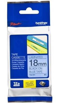 Attēls no Brother labelling tape TZE-541 blue/black 18 mm