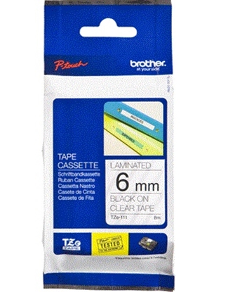 Изображение Brother labelling tape TZE-111 clear/black   6 mm