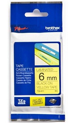 Изображение Brother labelling tape TZE-611 yellow/black   6 mm