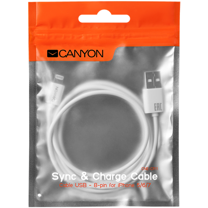Изображение Kabel USB Canyon USB-A - 1 m Biały (CNE-CFI1W)