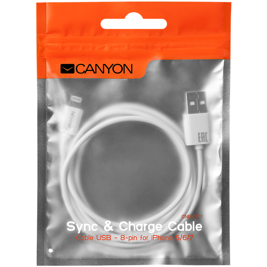 Изображение Kabel USB Canyon USB-A - 1 m Biały (CNE-CFI1W)