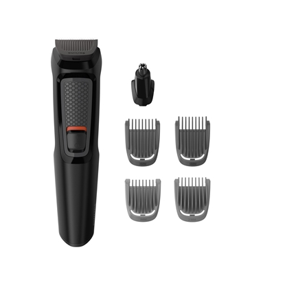 Obrazek Philips Multigroom series 3000 6-in-1, Face MG3710/15 6 tools Self-sharpening steel blades Up to 60 min run time Rinseable attachments