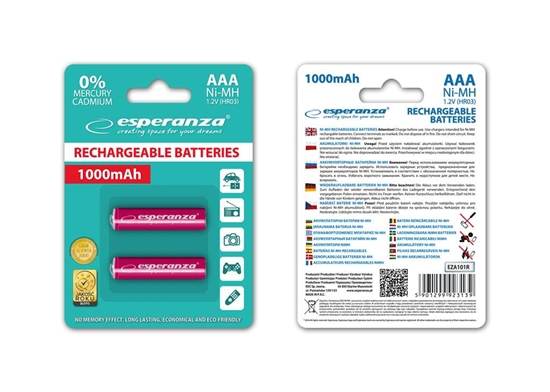 Picture of Esperanza Akumulator czerwone AAA / R03 1000mAh 2 szt.