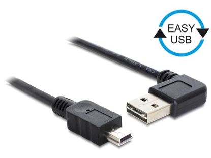 Attēls no Delock Cable EASY-USB 2.0 Type-A male angled left / right > USB 2.0 Type Mini-B male 0,5 m