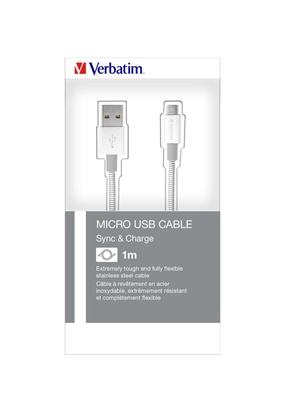 Attēls no Verbatim Micro USB Sync & Charge Cable 100cm Silver