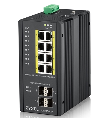 Attēls no Zyxel RGS200-12P Managed L2 Gigabit Ethernet (10/100/1000) Power over Ethernet (PoE) Black