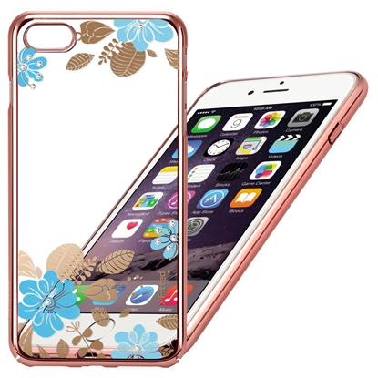 Attēls no X-Fitted Plastic Case With Swarovski Crystals for Apple iPhone 6 / 6S Pink / Blue Flower