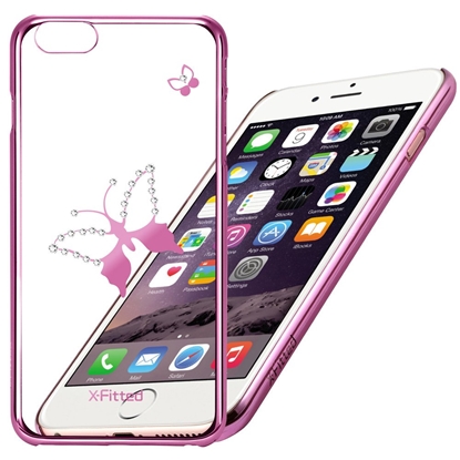 Изображение X-Fitted Plastic Case With Swarovski Crystals for Apple iPhone 6 / 6S Pink / Classic Butterfly