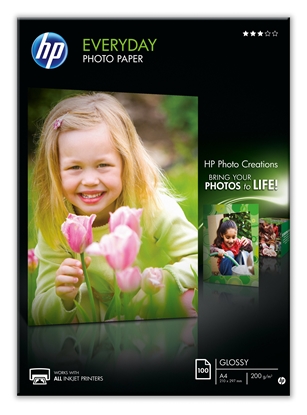 Attēls no HP Everyday Photo Paper, Glossy, 200 g/m2, A4 (210 x 297 mm), 100 sheets