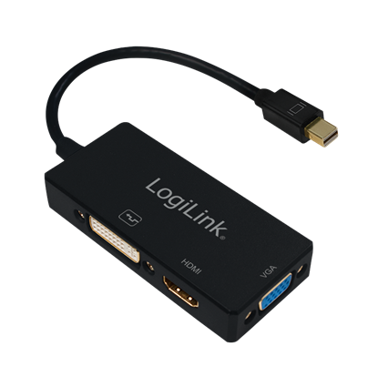 Attēls no Adapter AV LogiLink DisplayPort Mini - HDMI - D-Sub (VGA) - DVI-I czarny (CV0110)