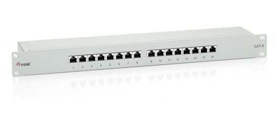 Изображение Equip 16-Port Cat.6 Shielded Patch Panel, Light Grey
