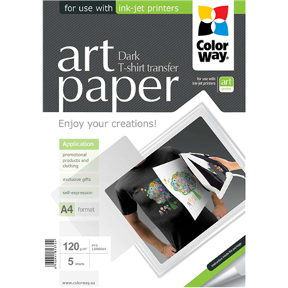 Picture of ColorWay ART T-shirt transfer (dark) Photo Paper, 5 sheets, A4, 120 g/m²