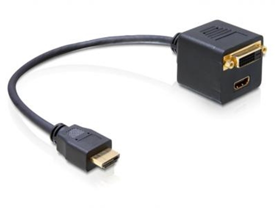 Picture of Delock Adapter HDMI male to HDMI + DVI25 female