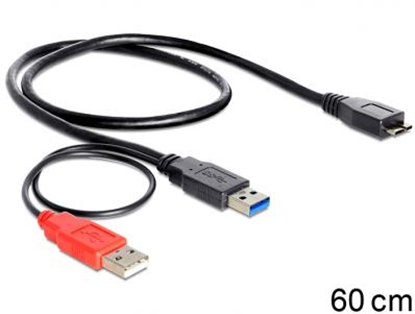 Attēls no Delock Cable USB 3.0 type A male + USB type A male  USB 3.0 type Micro-B male