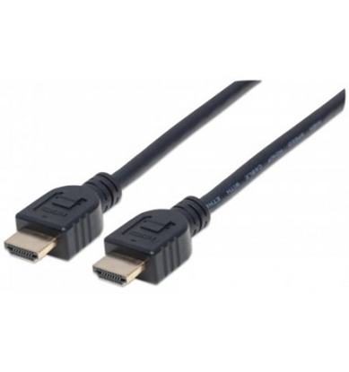 Изображение Manhattan HDMI Cable with Ethernet (CL3 rated, suitable for In-Wall use), 4K@60Hz (Premium High Speed), 2m, Male to Male, Black, Ultra HD 4k x 2k, In-Wall rated, Fully Shielded, Gold Plated Contacts, Lifetime Warranty, Polybag