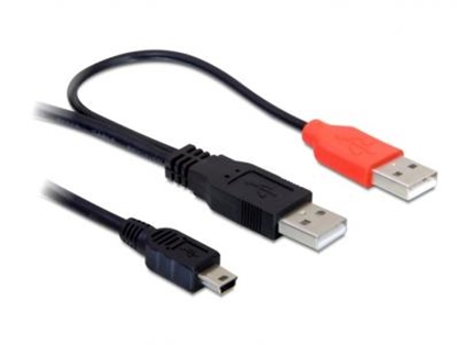 Attēls no Delock Cable 2x USB2.0-A male  USB mini 5-pin