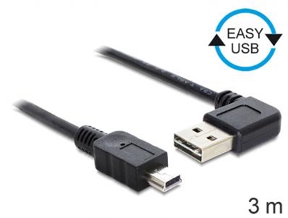Attēls no Delock Cable EASY-USB 2.0-A male leftright angled  USB 2.0 mini male 3 m