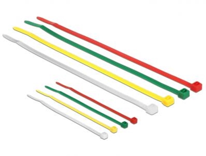 Attēls no Delock Cable ties coloured L 100 x W 2.5 mm + L 200 x W 3.6 mm 200 pieces