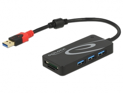 Изображение Delock External USB 3.1 Gen 1 Hub USB Type-A > 3 x USB Type-A + 2 Slot SD Card Reader