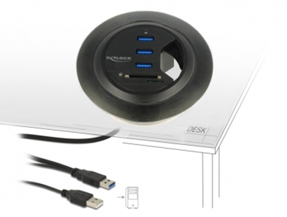 Picture of Delock In-Desk Hub 3 Port USB 3.0 ar 2 Slot SD Card Reader