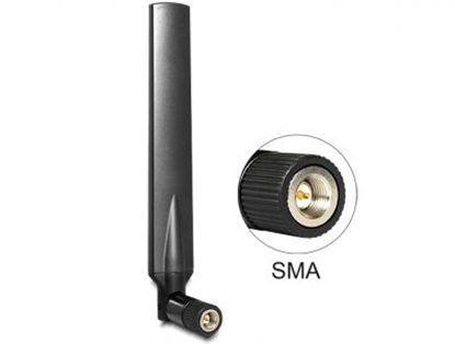 Picture of Delock LTE Antenna SMA plug 1 - 4 dBi omnidirectional with tilt joint black