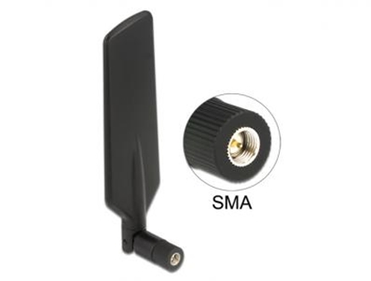 Attēls no Delock LTE WLAN Dual Band Antenna SMA 1 ~ 4 dBi omnidirectional rotatable with flexible joint black