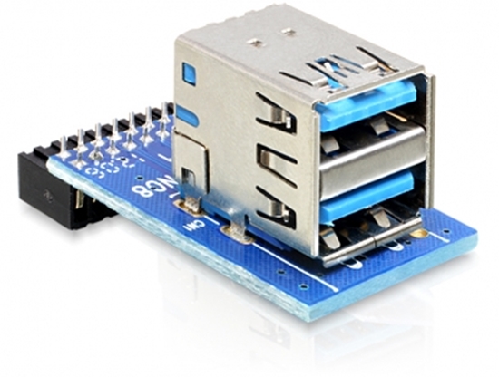 Picture of Delock USB 3.0 Pin Header female > 2 x USB 3.0 female – up, stacked