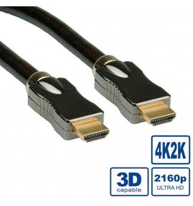 Attēls no ROLINE HDMI Ultra HD Cable + Ethernet, M/M, black, 1.0 m