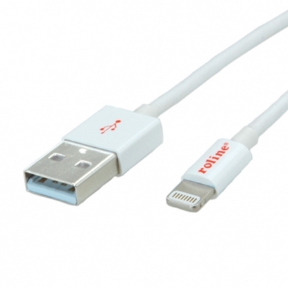 Attēls no ROLINE Lightning to USB cable for iPhone, iPod, iPad, white, 0.15 m