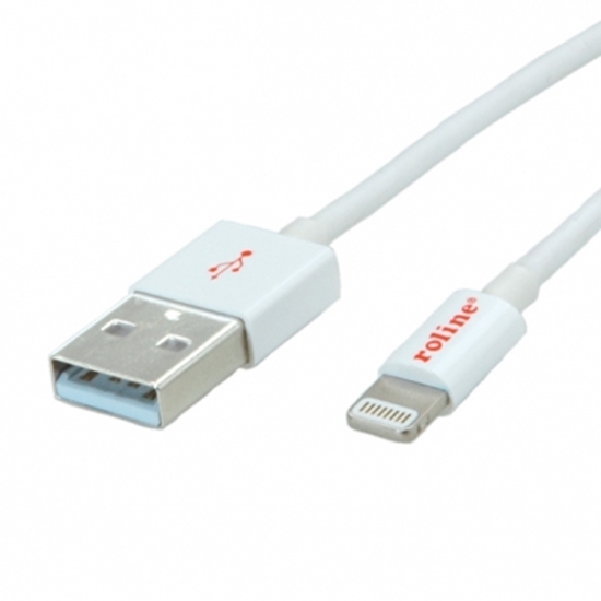 Picture of ROLINE Lightning to USB cable for iPhone, iPod, iPad, white, 0.15 m