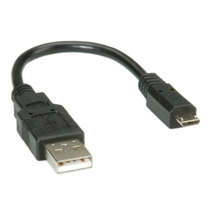 Attēls no ROLINE USB 2.0 Cable, A - Micro B, M/M, 0.15 m