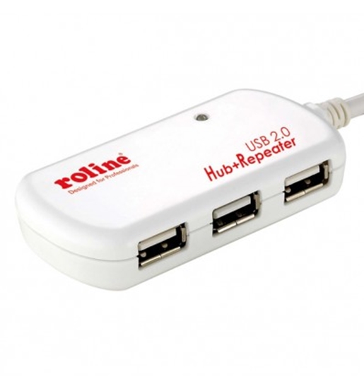 Изображение ROLINE USB 2.0 Hub, 4 Ports, with Repeater 12 m