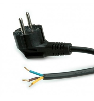 Attēls no Strāvas kabelis ar  Schuko kont. / atvērts gals, AC 230V, melns, 1.8 m