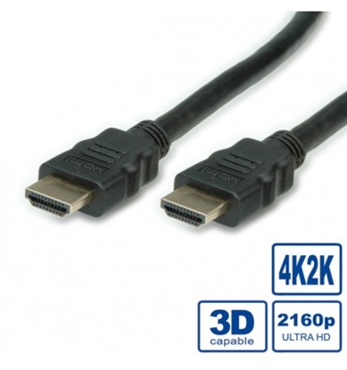 Attēls no VALUE HDMI Ultra HD Cable + Ethernet, M/M, black, 5 m